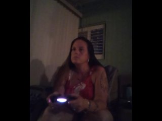 Little by little I take off my mini dress and panties while smoking and playing Fortnite