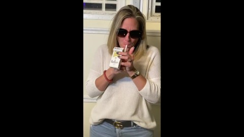 Sexy Suburban Milf Power Smoking in the Garage