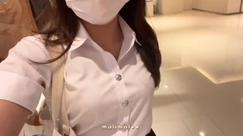 Horny and get caught while flashing in public.