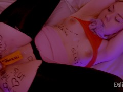 Tied up girlfriend having fun after par...