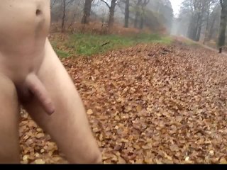 buttplug, naked in the woods, public, nude in public