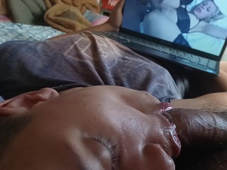 He Cum in my Face with him Watching Porn, I Ejaculated together Moaning Screaming with Lust🍆🥛💦🤤