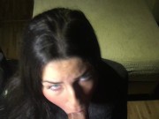 Preview 5 of Hot blowjob with brunette with blue eyes