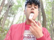 Preview 2 of Playing with cruiser´s used condom in mouth and eating his cum after cruising