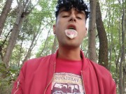 Preview 4 of Playing with cruiser´s used condom in mouth and eating his cum after cruising