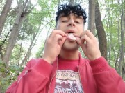 Preview 6 of Playing with cruiser´s used condom in mouth and eating his cum after cruising