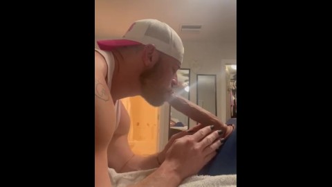 Byron Cole cums from sucking Dildo!