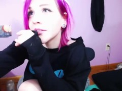 Kitten Nymph Plugs Her Ass With A Tail