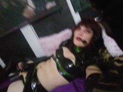 latex Maid Jerkoff and cum