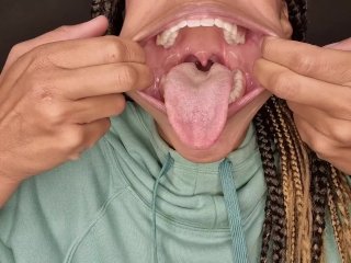solo female, mouth fetish, wide open, big mouth