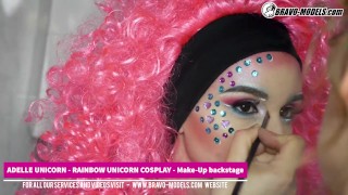 Adelle eenhoorn make-up backstage van fotoshoot