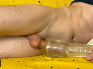 Hot Guy Creampies Fleshlight while Fucking it and Moaning, Dirty Talking until Shaking Orgasm - 4K