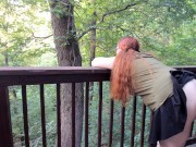 Preview 2 of Sneaking Risky Public Trail Sex With A Redhead With Pigtails