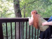 Preview 5 of Sneaking Risky Public Trail Sex With A Redhead With Pigtails