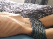 Preview 1 of Amazing very skinny perfect body show off while laying on bed super horny