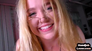 POV 19-Year-Old Smokes Wears Glasses And Talks Dirty To HJ