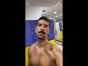 Preview 1 of iacovos showing off ass and big hairy soft cock in public greek gym locker room