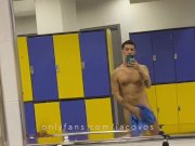 Preview 5 of iacovos showing off ass and big hairy soft cock in public greek gym locker room