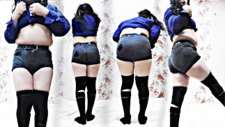 Court Black Jeans Big Bubble Butt Sexy Hot Ladyboy Crossdresser Sissy Femboy Gros Cul Cosplayer En chaleur