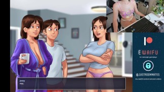 Девушка-стримерша играет в Summertime Saga EP 3