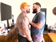 Preview 1 of Super hairy tattooed Teddy Wilder gets bareback fucked by hung bearded daddy Jack Dixon (TRAILER)