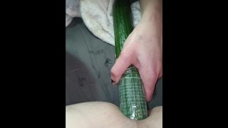 Cucumber Digs Her Way Into Her Boyfriend's Ass