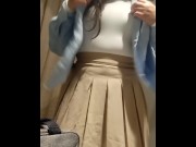 Preview 4 of TRY-ON-HAUL  Fingering pussy on public changing room