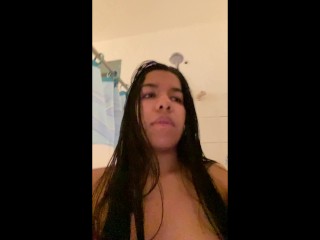 Very pretty girl in the shower - cute amateur homemade video wet dark black hair adorable girlfriend