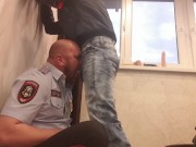 Preview 5 of TOUGH SKINHEAD fuck the THROAT of a POLICEMAN with BIG DICK and VERY HARD FACE SLAPPING and SPITTING