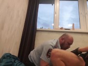 Preview 4 of TOUGH SKINHEAD from the THRESHOLD fucks the THROAT of a POLICEMAN with BIG DICK
