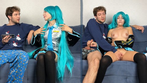 Hatsune Miku Fan Handjob and Fingering Her Pussy To Orgasm - Mutual Masturbation Cumming