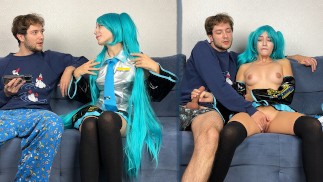 Hatsune Miku Fan Handjob and Fingering Her Pussy To Orgasm - Mutual Masturbation Cumming