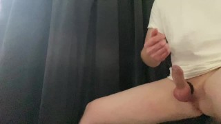 Jerking off and cumming with cock ring