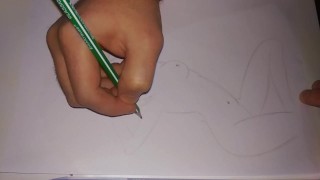 Dibujando a una japonesa de pechos grandes con un lápiz simple