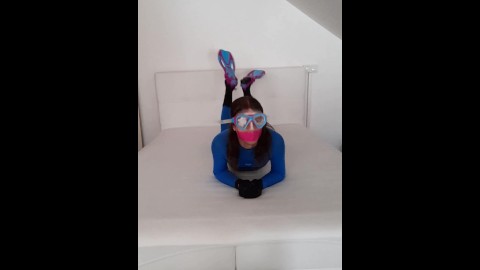 Wetsuit Breathplay Trans Girl Masturbates with cute Diving Mask and Vibrator