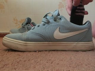 kink, solo male, sneakers, cum in shoes