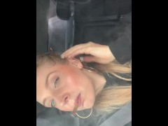 CANNABIS SMOKER GIRL SMOKING JOINT BLOWING SMOKE RIDING IN PUBLIC ASMR FETISH | BLONDE BUNNY