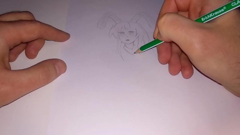 Drawing a bunny girl to traditional music
