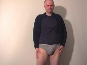 Preview 3 of Kudoslong strips to underwear and t-shirt and wanks as he putts them on his cock and around his neck