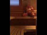 Randy dude caught jerking in a public sauna