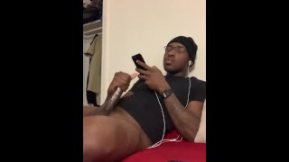 Horny black guy cums and dirty talk
