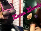 Luna Lovelace - Pink Shibari Chest Harness / Latex hood / Licking Leather Pants