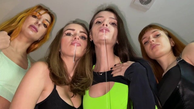 Dominant Foursome Girls Spit On You Close Up Pov Spitting Humiliation 