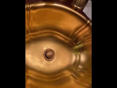 Pissed in my step mom bosses private bathroom golden shower for golden sink moaning relief office