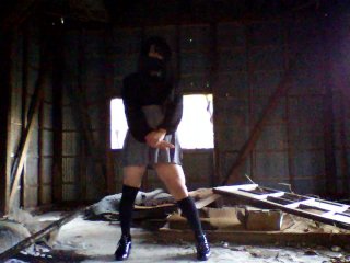 Beautiful transgender woman masturbates in an abandoned warehouse