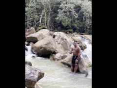 Video Step-siblings get almost caught fucking in the river