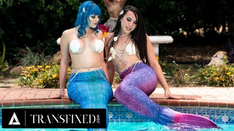 TRANSFIXED - Cis + Trans Mermaids Explore New Bodies In First Time Fuck! With Jewelz Blu & Kasei Kei
