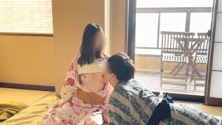 In A Yukata During A Personal Photo Shoot I Suck My Cute Girlfriend's Fair-Skinned Gorgeous Breasts Like A
