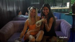 Girls Taking Off Panties in a Restaurant - Flashing in Public - UPSKIRT NO PANTIES