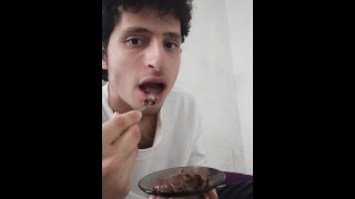 Licking some chocolate, hot guy Asmr toungue fetish food fetish